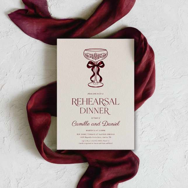 Invitation élégante au dîner de répétition au Cham (Champagne Rehearsal Dinner Invitation )