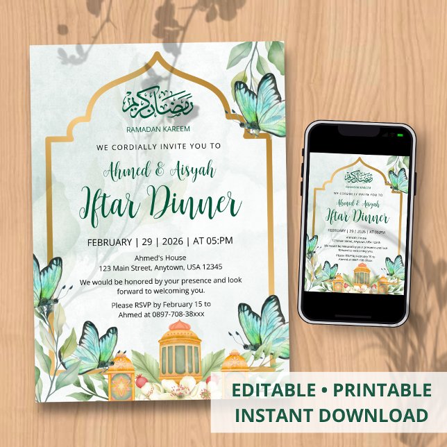 Invitation élégante au dîner Iftar du Ramadan à l' (Créateur téléchargé)