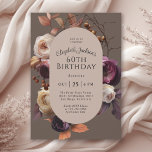 Invitation Elégante Automne Floral 60e fête d'anniversaire<br><div class="desc">Célébrez un anniversaire spécial dans le style luxueux avec cette invitation personnalisée automne fleurie 60e anniversaire fête. De beaux roses de chou, des roses de jardin, des baies, des feuilles d'automne et des branches se combinent en crème, rose et prune pour ajouter un regard de chaleur, élégance rustique et hospitalité....</div>