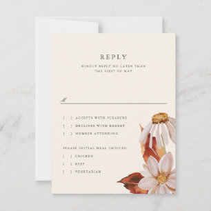 Invitation Elégante Automne Floral Wedding RSVP Reply Card