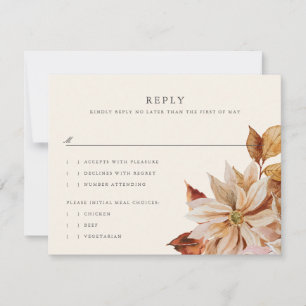 Invitation Elégante Automne Floral Wedding RSVP Reply Card