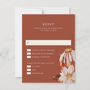 Invitation Elégante Automne Floral Wedding RSVP Reply Card