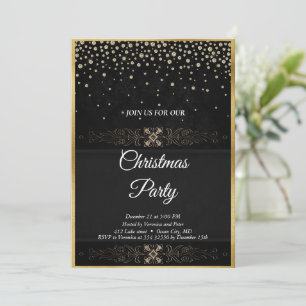 Invitation élégante aux étoiles à paillettes noire