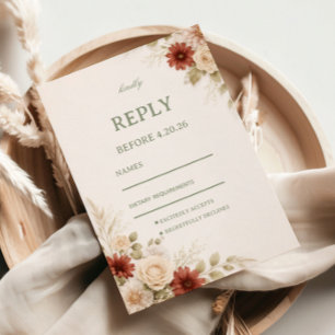 Invitation élégante aux fleurs neutres pour invité