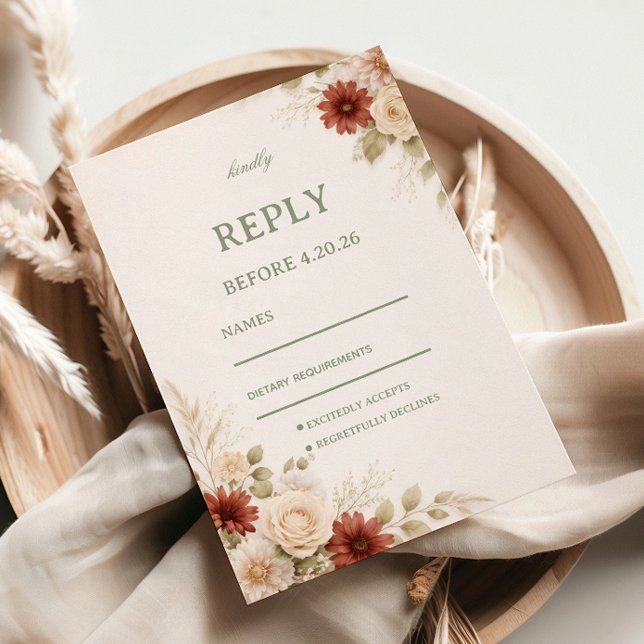Invitation élégante aux fleurs neutres pour invité (Créateur téléchargé)