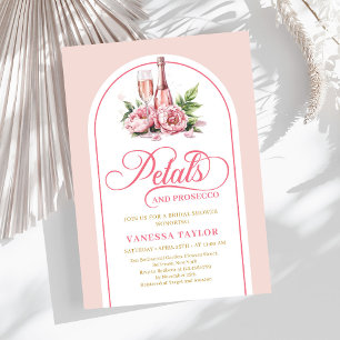 Invitation élégante aux pétales et prosecco rose g