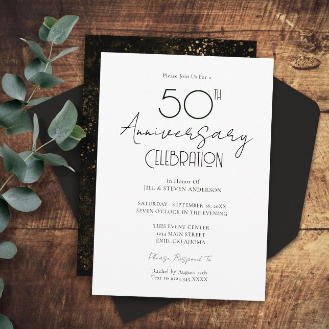Invitation élégante avec écriture pour les 50 ans  (Créateur téléchargé)