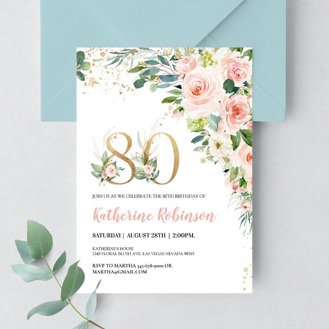 Invitation élégante avec fleurs pour un brunch d'a (Créateur téléchargé)