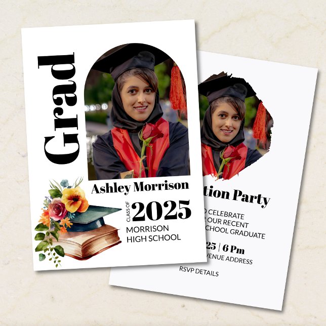 Invitation élégante avec fleurs pour une fête de r (Créateur téléchargé)
