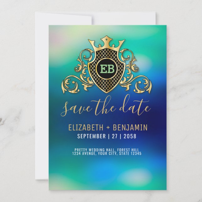Invitation élégante avec monogramme doré (Devant)