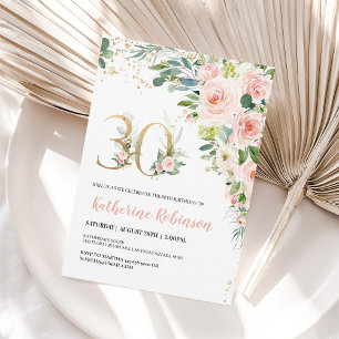 Invitation élégante avec motif floral pour son 30e