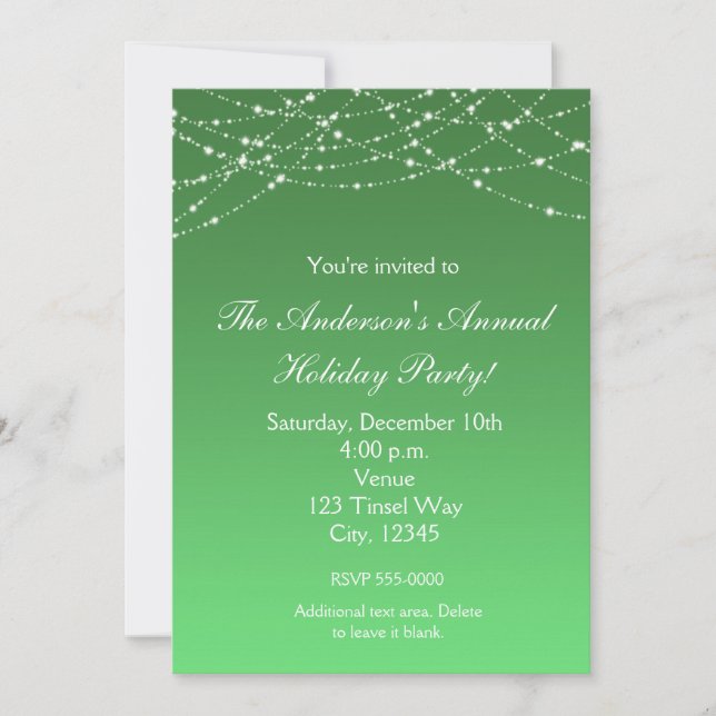 Invitation élégante avec paillettes vertes pour le (Devant)