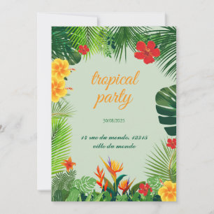 Invitation élégante avec un thème tropical en coul