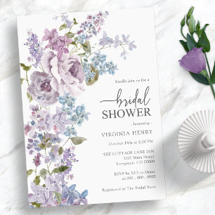 Invitation Élégante Baby Shower au Lilas