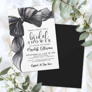 Invitation Élégante Baby Shower avec un Ruban Noir