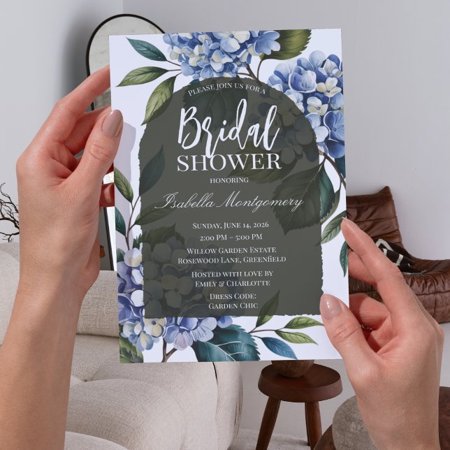 Invitation Élégante Baby Shower Bleu Hydrangea (Elegant Soft Blue Hydrangea Bridal Shower Invitations
)
