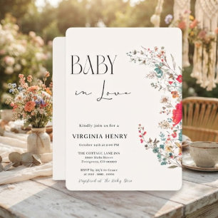 Invitation Élégante Baby Shower Bohème Fleur Sauvage
