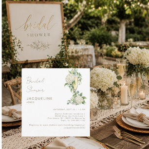 Invitation Élégante Baby Shower Champagne et Hydrangea Blanch