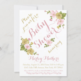 Invitation élégante Baby shower de fleurs peintes 