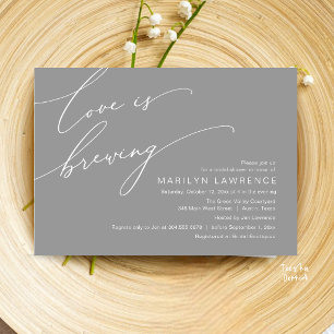Invitation Élégante Baby Shower de Mariage Brasserie Gris Fon