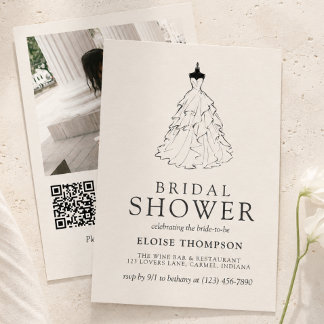 Invitation Élégante Baby Shower de Mariée Minimaliste en Ivoi