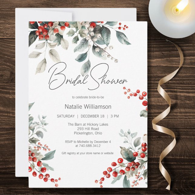 Invitation Élégante Baby Shower de Noël de Mariée  (Créateur téléchargé)