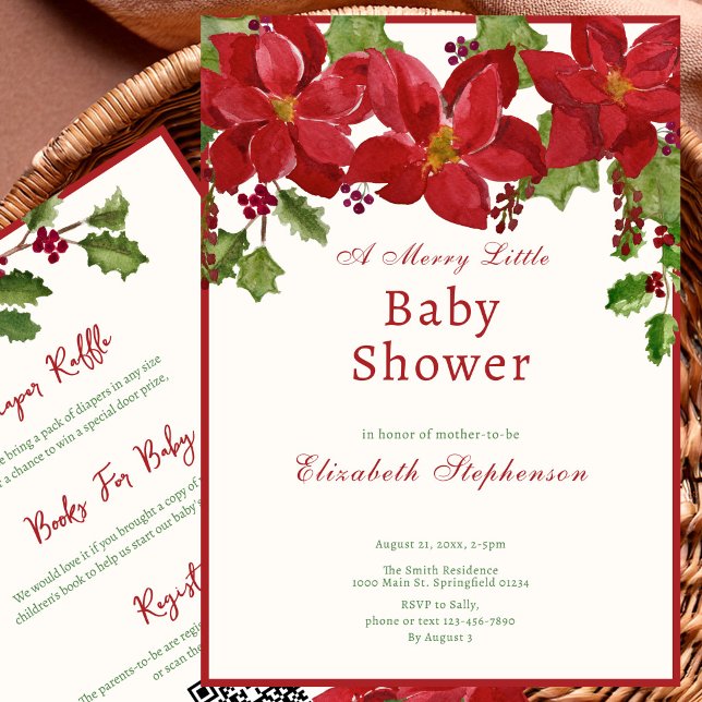 Invitation Élégante Baby Shower de Noël Recto-Verso (Créateur téléchargé)