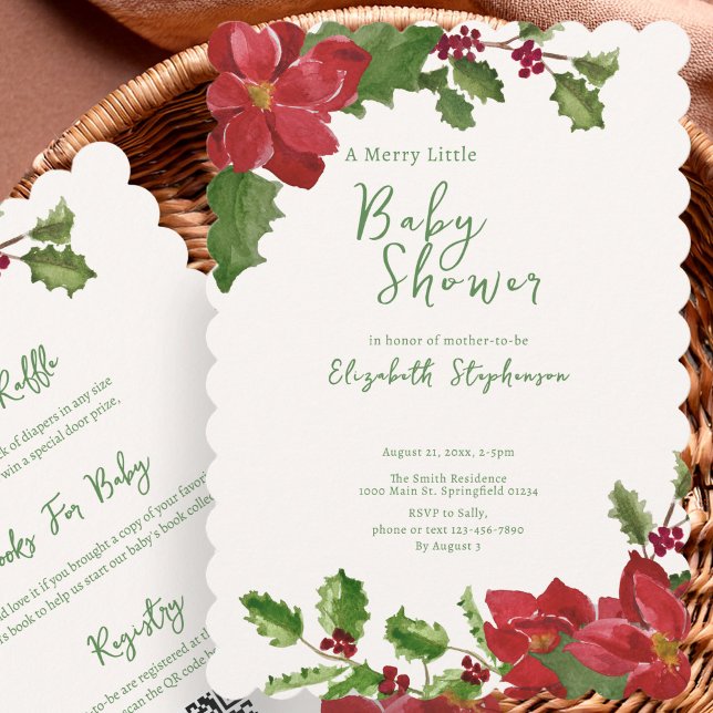 Invitation Élégante Baby Shower de Noël Recto-Verso (Créateur téléchargé)