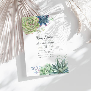 Invitation Élégante Baby Shower de Plantes Succulentes