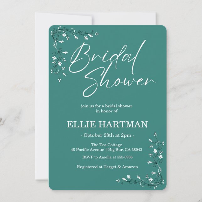 Invitation Elégante Baby Shower Fleur de Pervenche  (Devant)