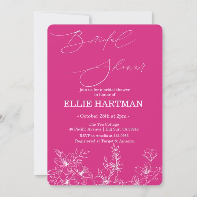 Invitation Elégante Baby Shower Fleur de Pervenche  (Devant)
