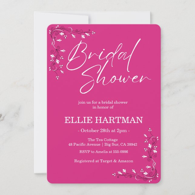 Invitation Élégante Baby Shower Fleur de Pervenche  (Devant)