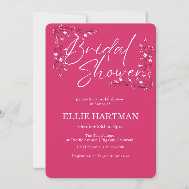 Invitation Elégante Baby Shower Fleur de Pervenche  (Devant)