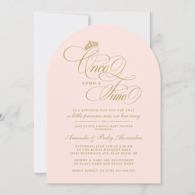 Invitation Élégante Baby Shower : Il était une fois une Princ (Devant)