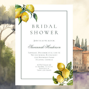Invitation Élégante Baby Shower Italienne de Citron d'Été de 
