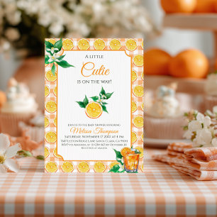 Invitation Élégante Baby Shower Little Cutie Orange