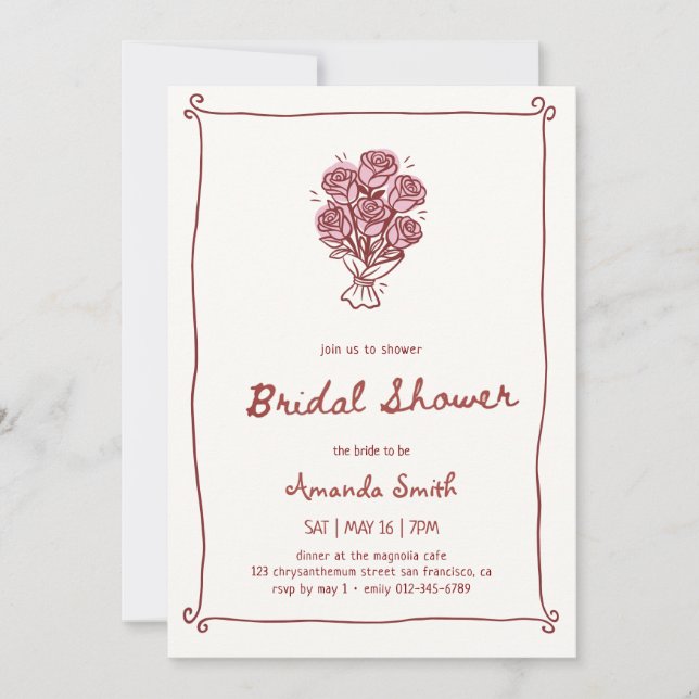 Invitation Élégante Baby Shower Manuscrit (Devant)