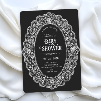 Invitation Élégante baby shower noire