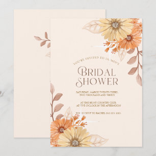 Invitation Élégante Baby Shower Péché Floral