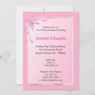 Invitation élégante Baby shower rose