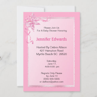 Invitation élégante Baby shower rose