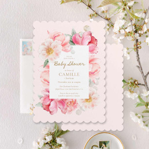 Invitation élégante Baby shower rose