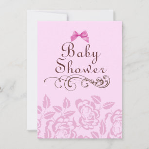 Invitation Élégante Baby shower Rose Rose
