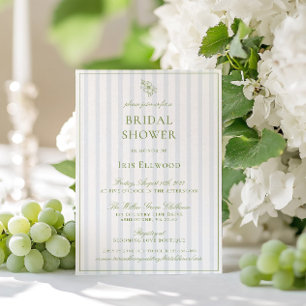 Invitation Élégante Baby Shower Vert Sauge et Bleu