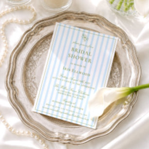 Invitation Élégante Baby Shower Vert Sauge et Bleu