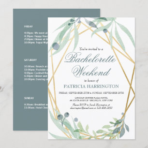 Invitation Élégante Bachelorette Botanique Week-end Itinérair