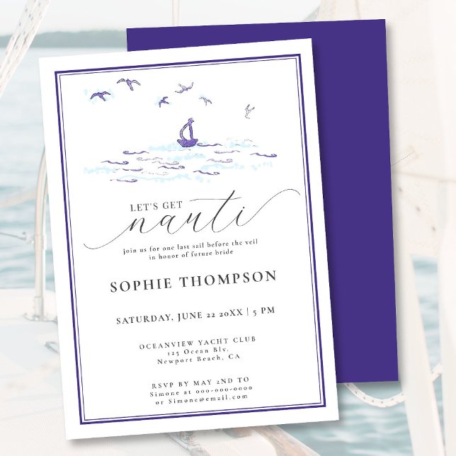 Invitation Élégante Bachelorette de bateau à cadre nautique (Créateur téléchargé)