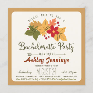 Invitation Elégante Bachelorette Leaves & Berries