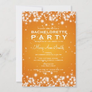 Invitation Élégante Bachelorette Party Hiver Étincelle Orange