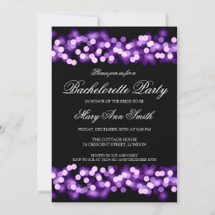 Invitation Élégante Bachelorette Party Hollywood Glam violet